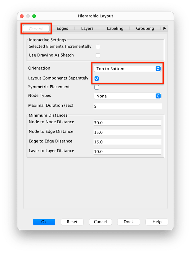 yEd Hierarchic Layout General Settings